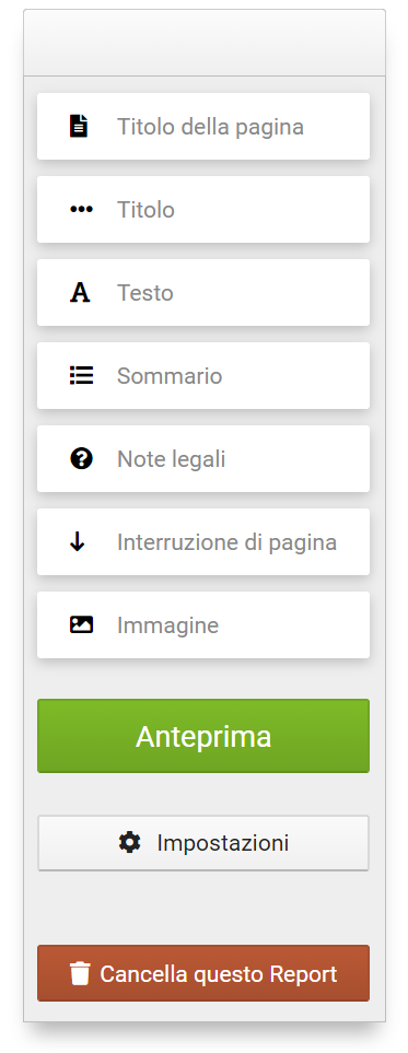 Menù dei report nel Toolbox SISTRIX