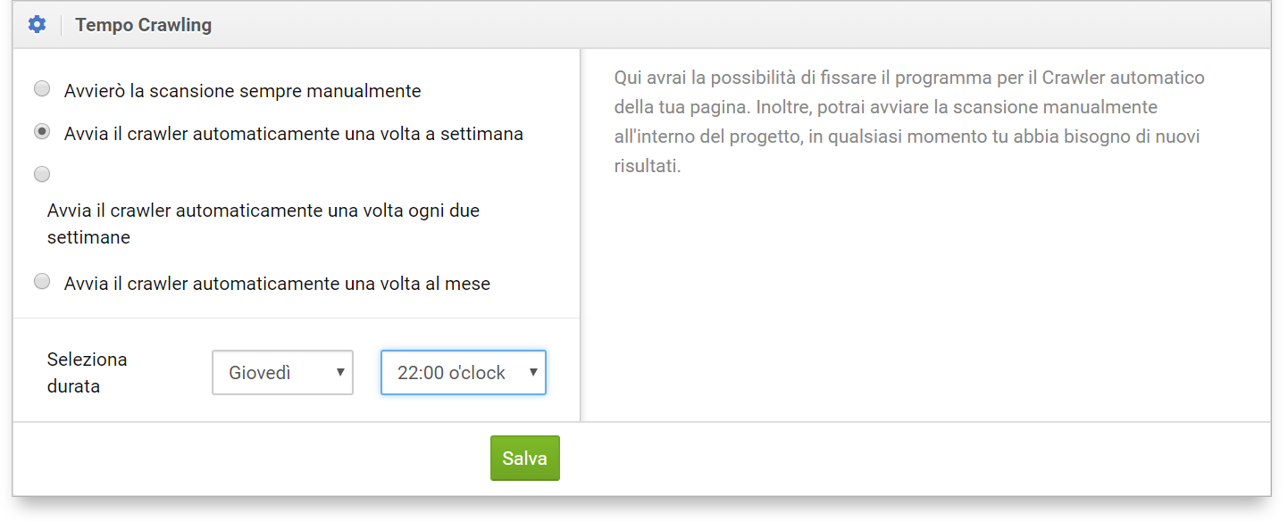 Modificare la frequenza di scansione nel Toolbox SISTRIX
