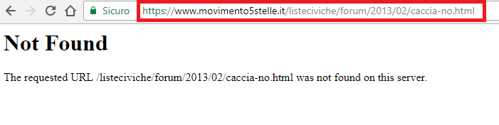 Errore 404: not found. Il Vecchio URL non è reindirizzato al nuovo