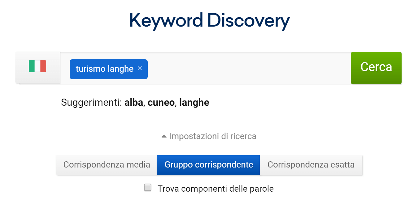 Tool Keyword Discovery nel Toolbox SISTRIX