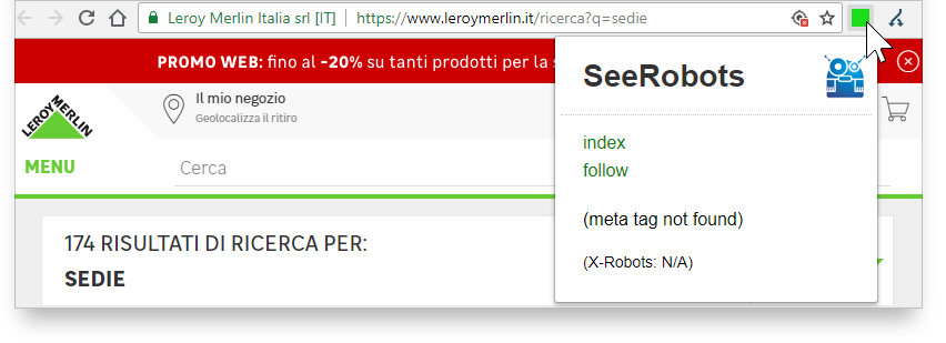 Estensione SeeRobots - analisi del sito leroymerlin.it
