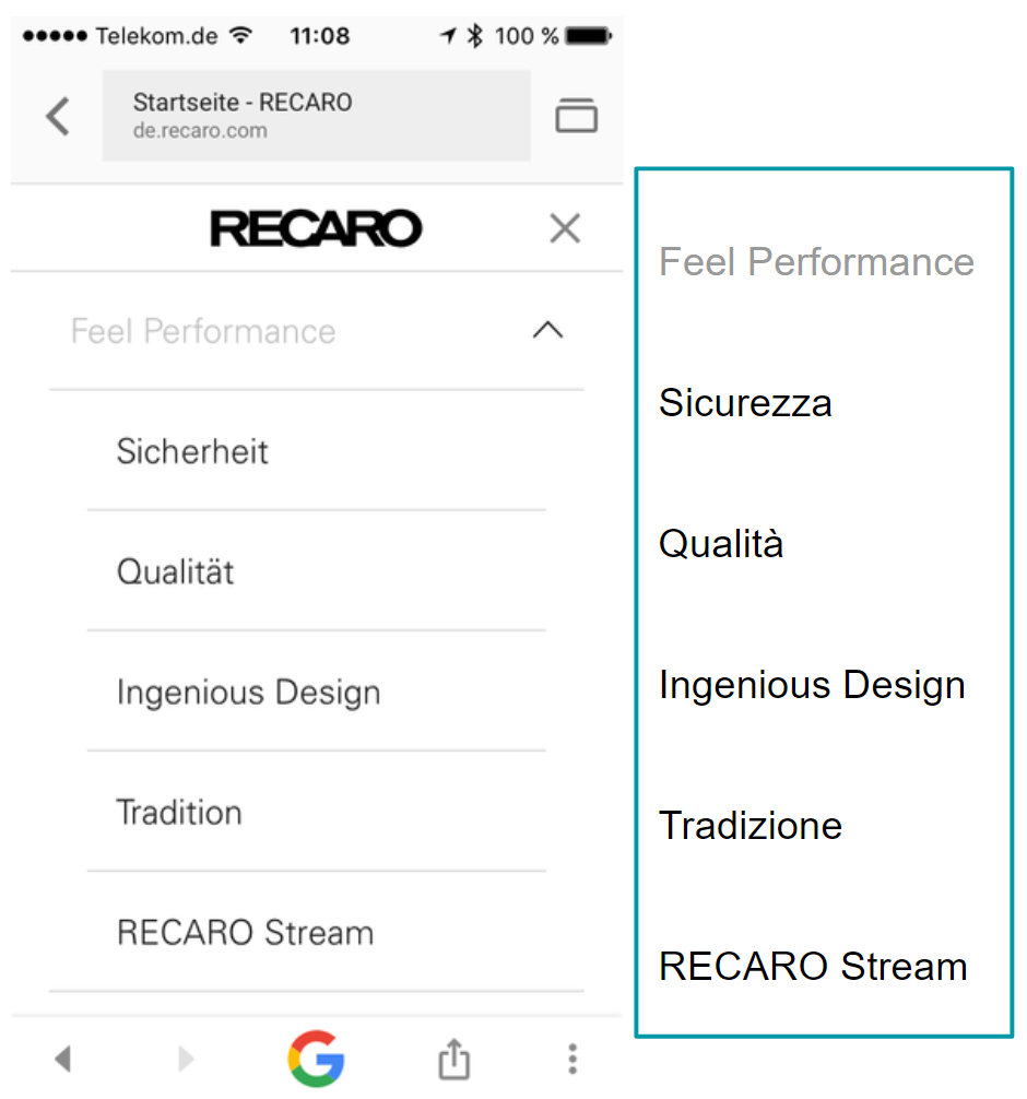 Menù di recaro