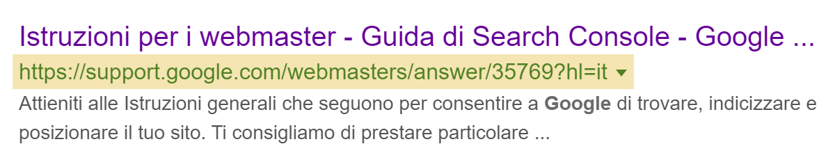 Google può anche mostrare l'URL nello Snippet