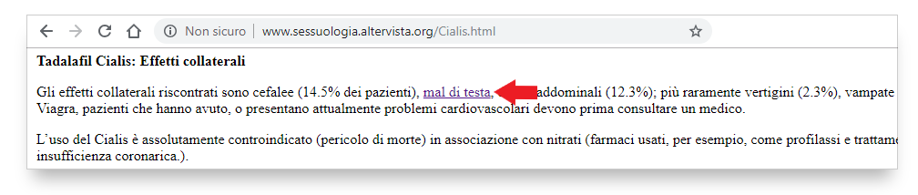 Link difficile da individuare nel testo di farmacoecura.it