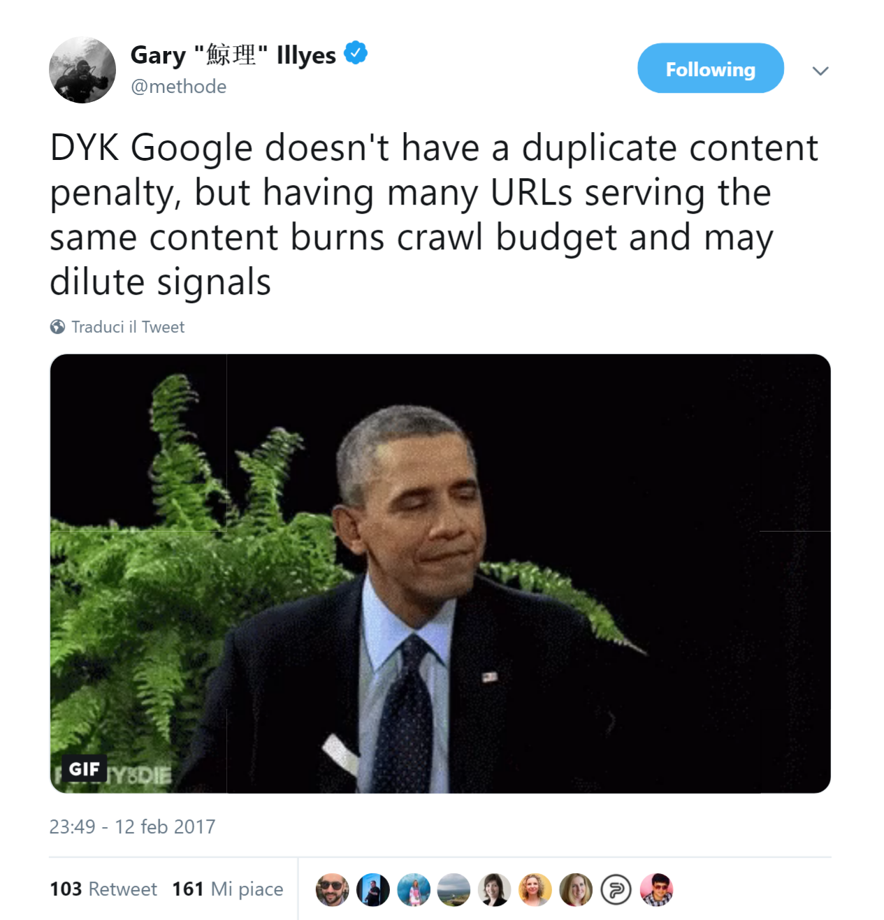 Risposta Gary Illyes su URL