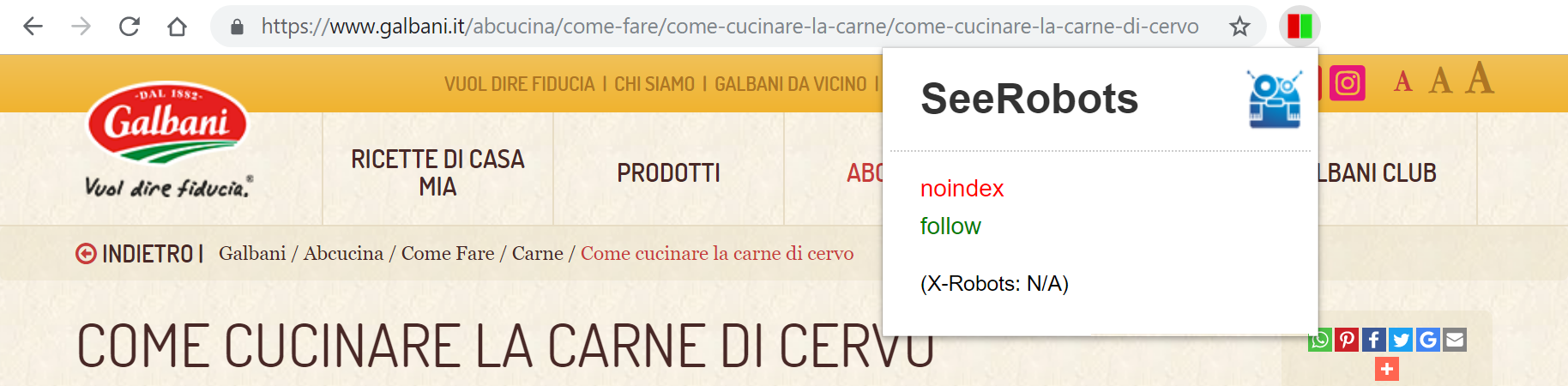 galbani.it noindex follow