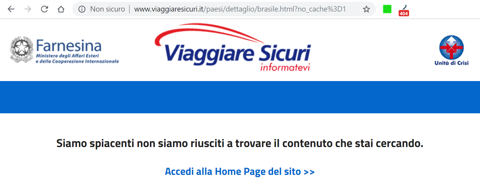 viaggiaresicuri.it 404