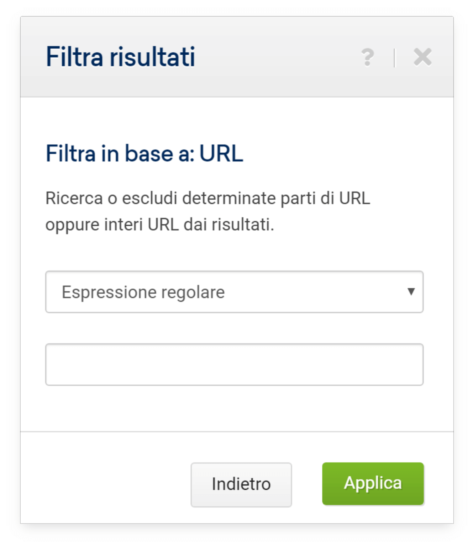 Toolbox SISTRIX: filtro regex per url