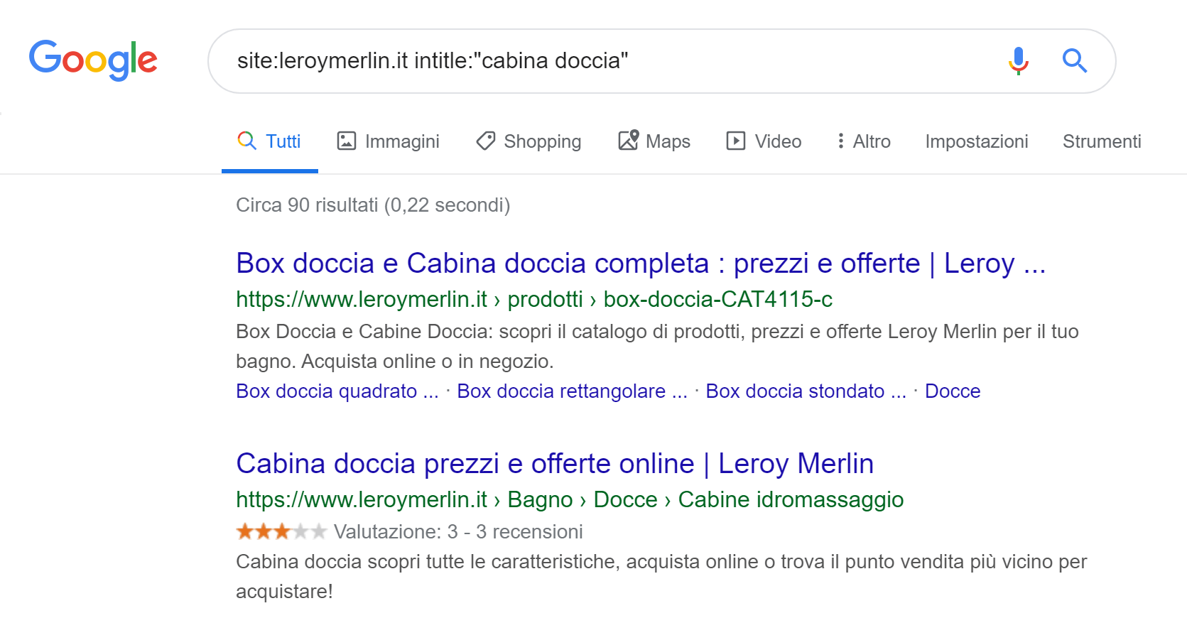 operatore intitle