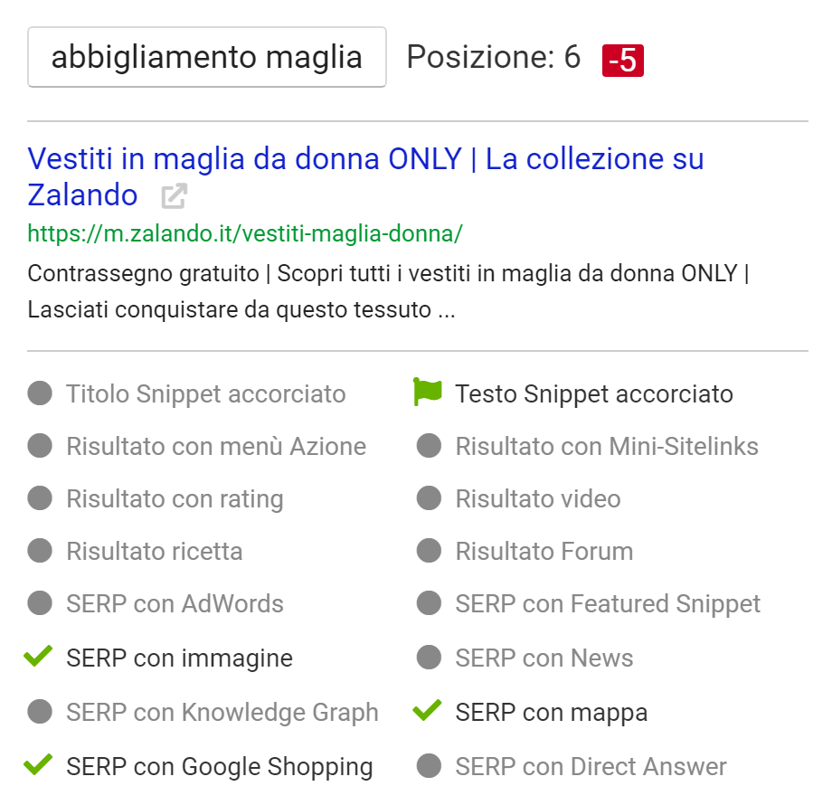 Esempio di anteprima Snippet nel Toolbox SISTRIX