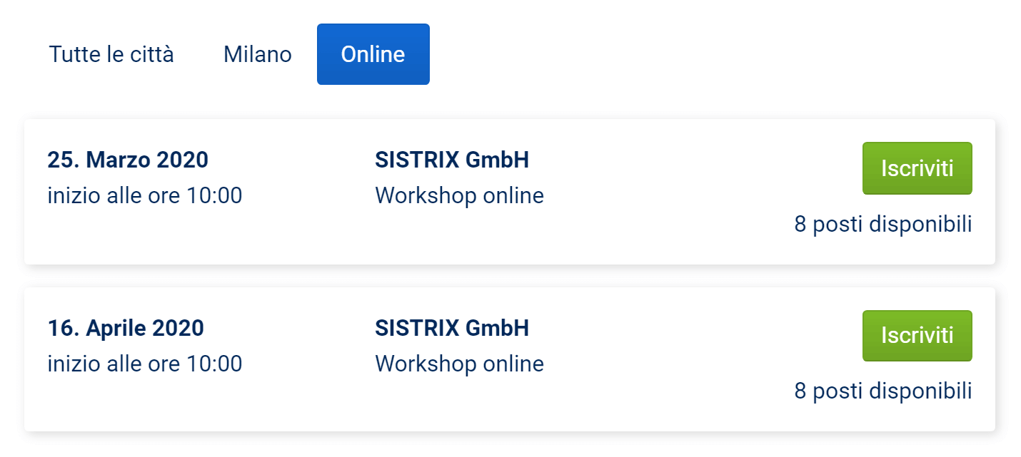Workshop di SISTRIX online