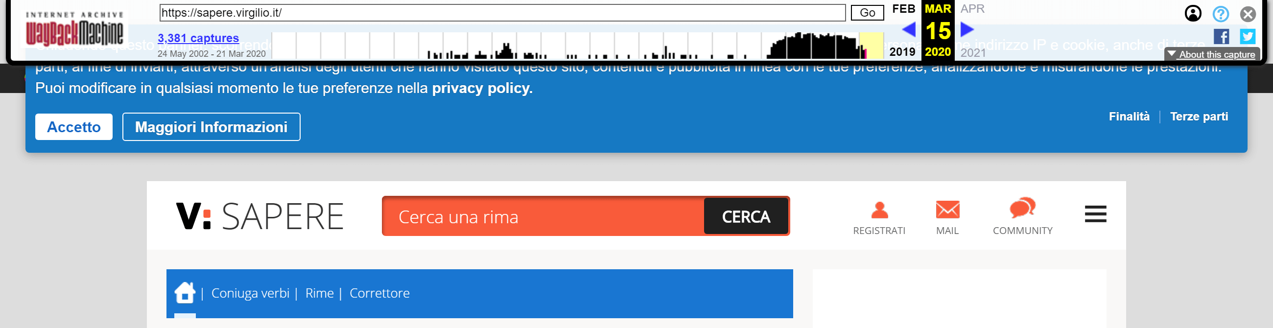 Sapere.virgilio.it su wayback machine