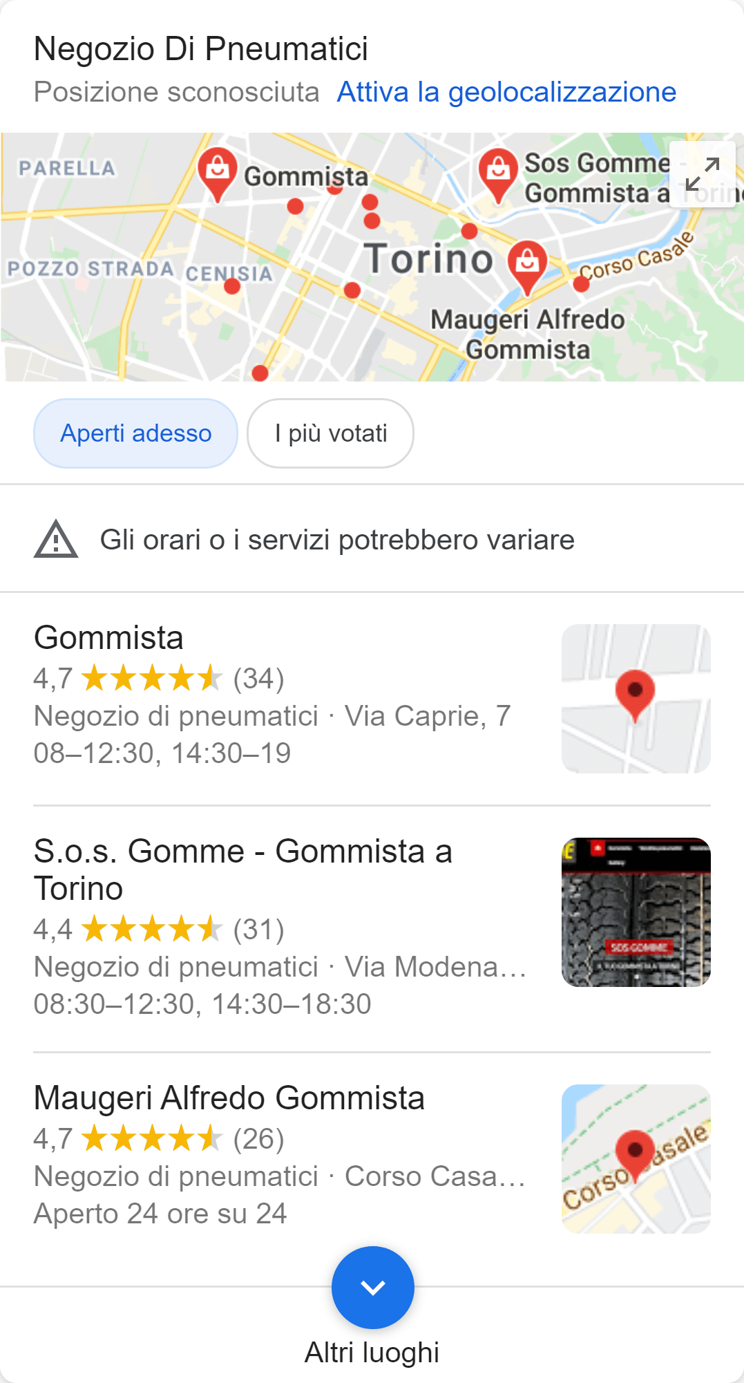 Esempio di risultato local