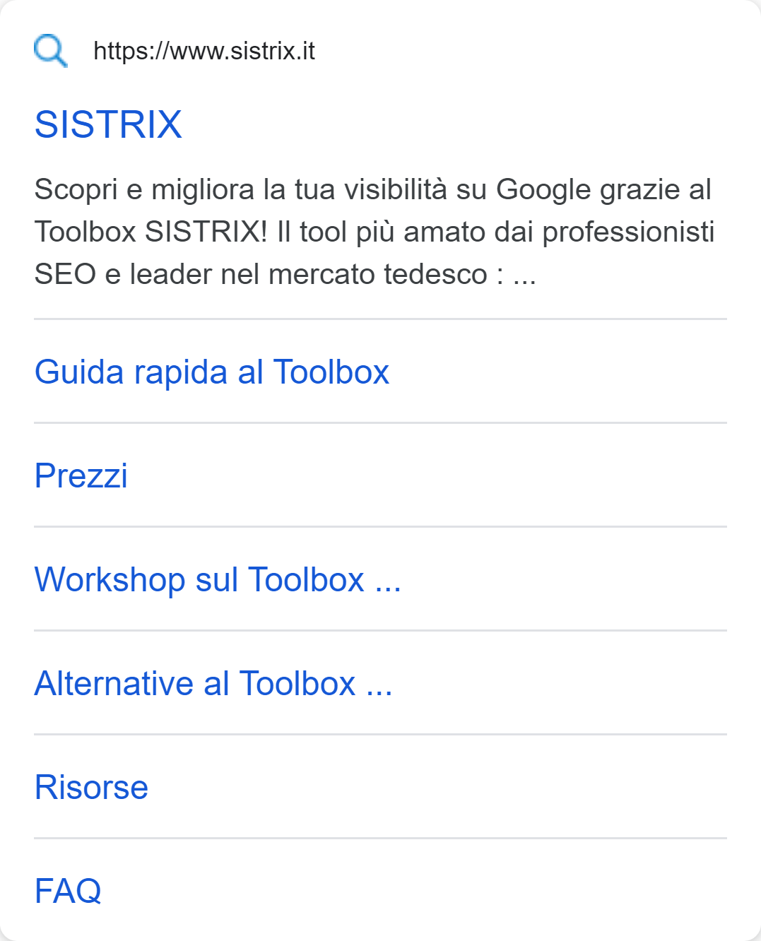 Esempio di Sitelink