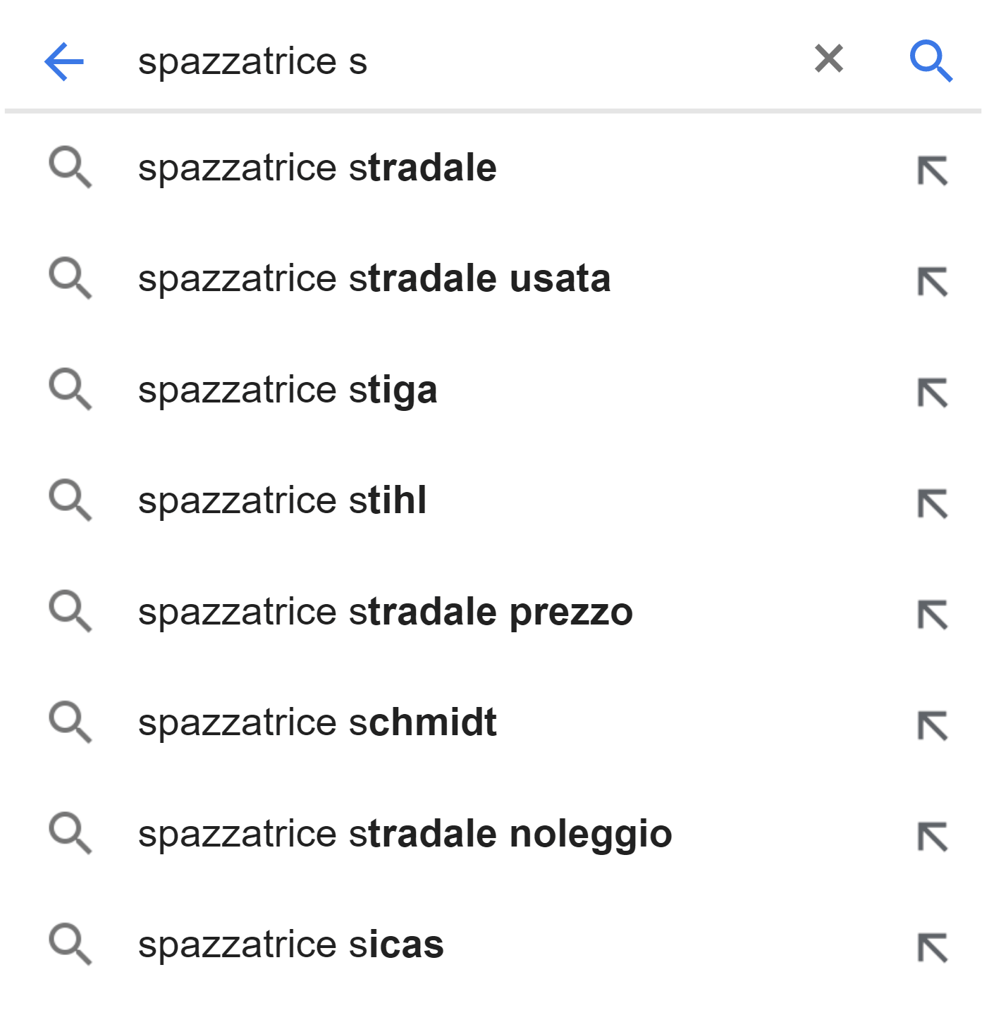 Esempio di Google Suggest