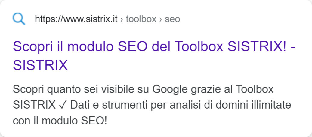 Esempio di Snippet mobile