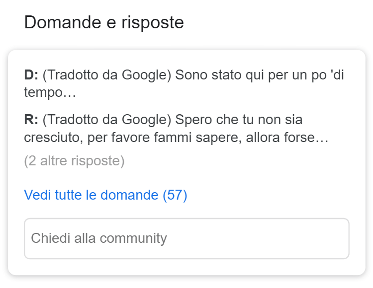 SERP Feature sulle domande e risposte