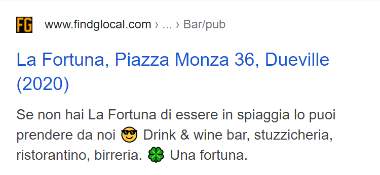 Esempio di risultato con emoji