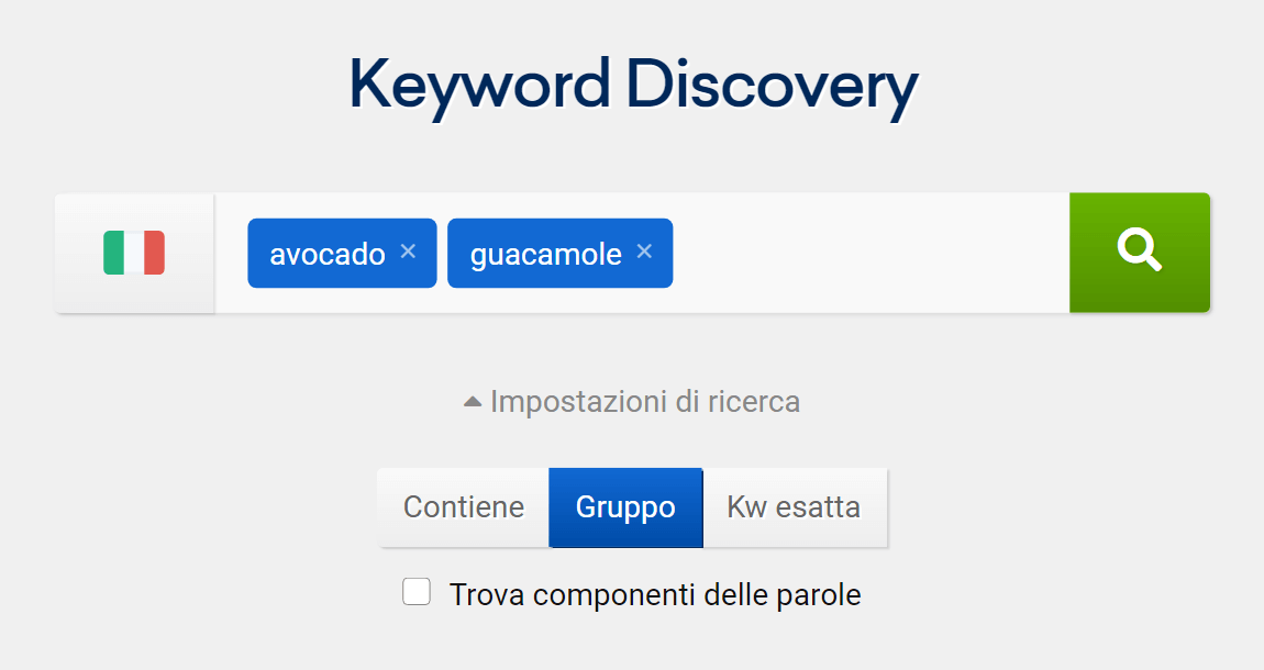 Il tool Keyword Discovery su SISTRIX