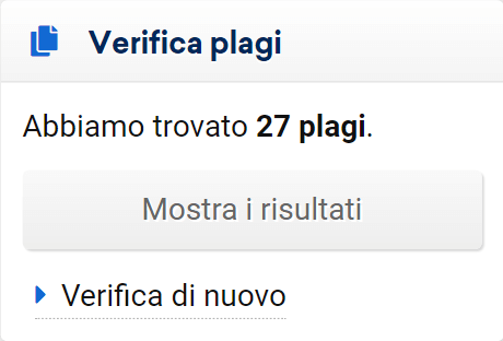 Il Content Assistant indica eventuali plagi del testo
