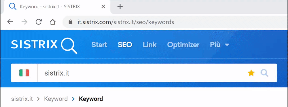 Modifica direttamente l'URL in SISTRIX