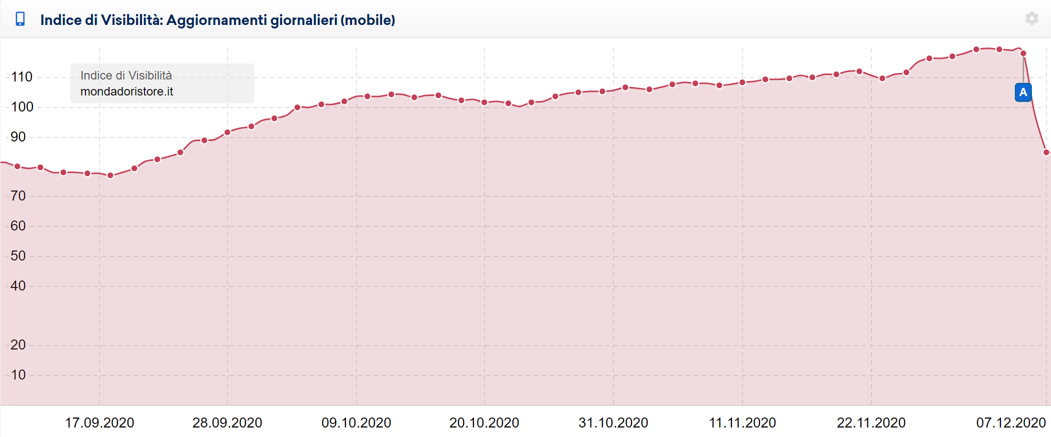 Esempio di dominio colpito dal December 2020 Core Update