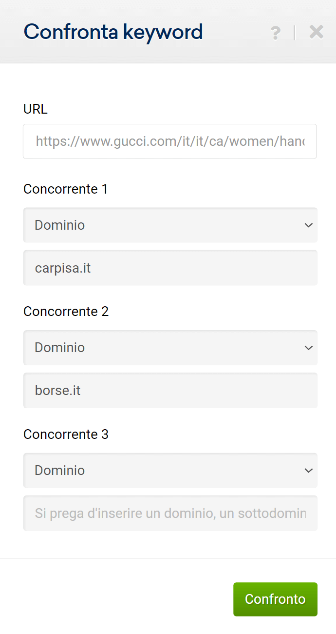 Finestra per il confronto tra più domini nel Toolbox