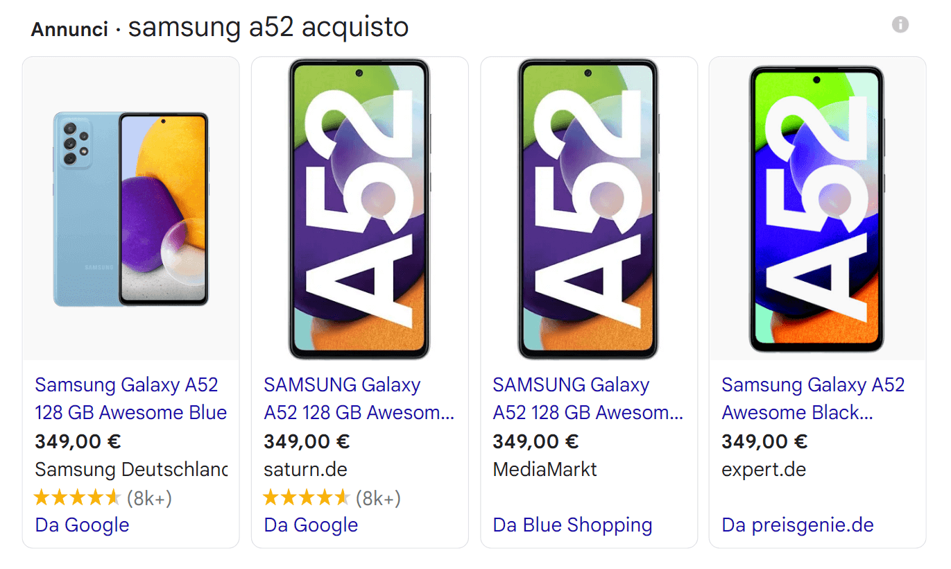 Esempio di Google Shopping