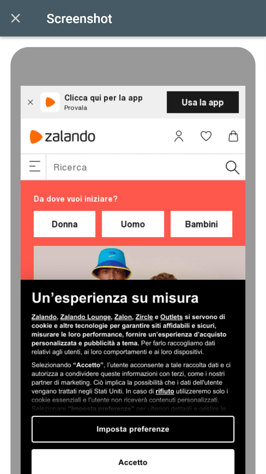 Test di ottimizzazione mobile di Google: screenshot