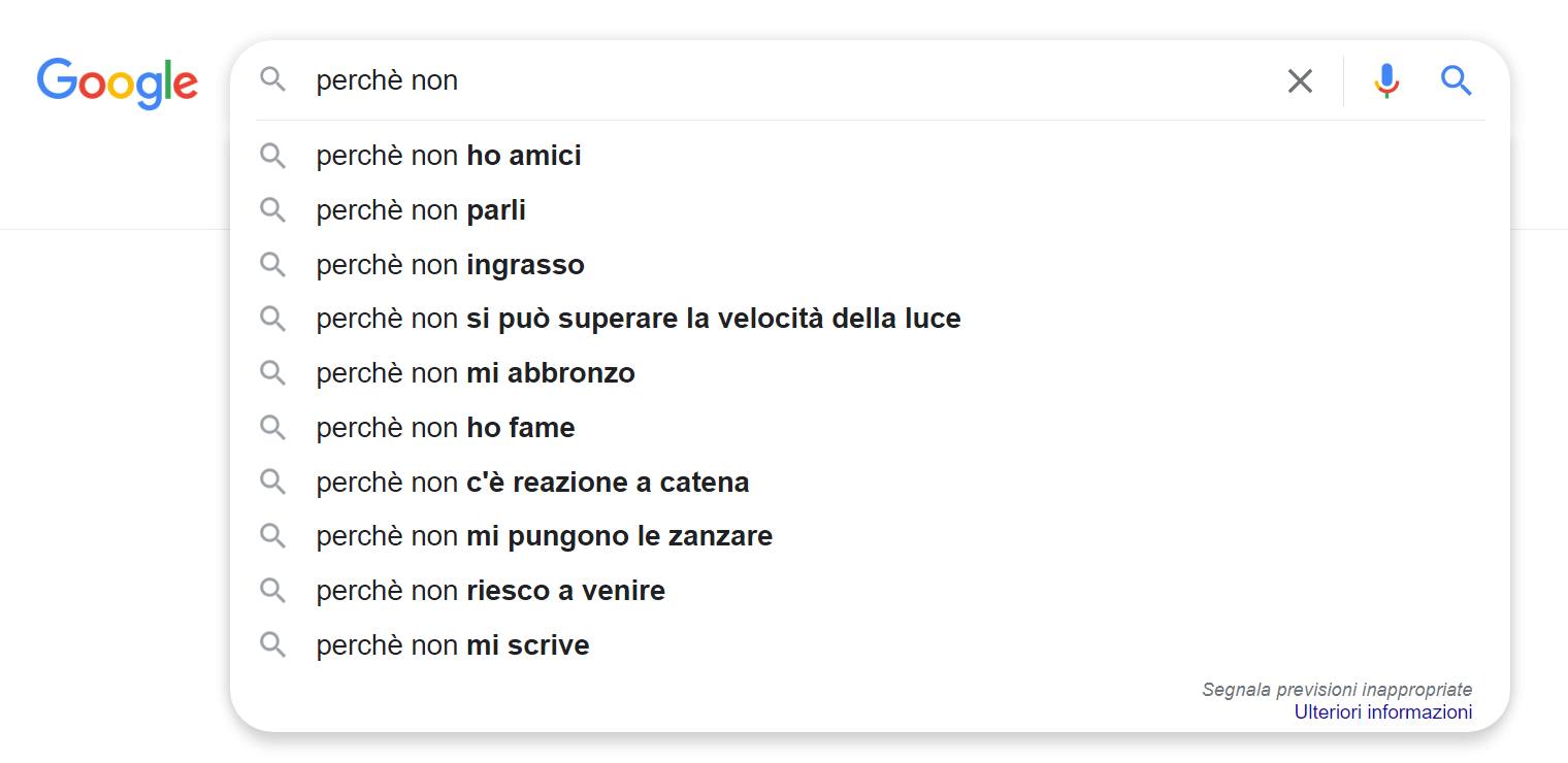 esempio Google Suggest