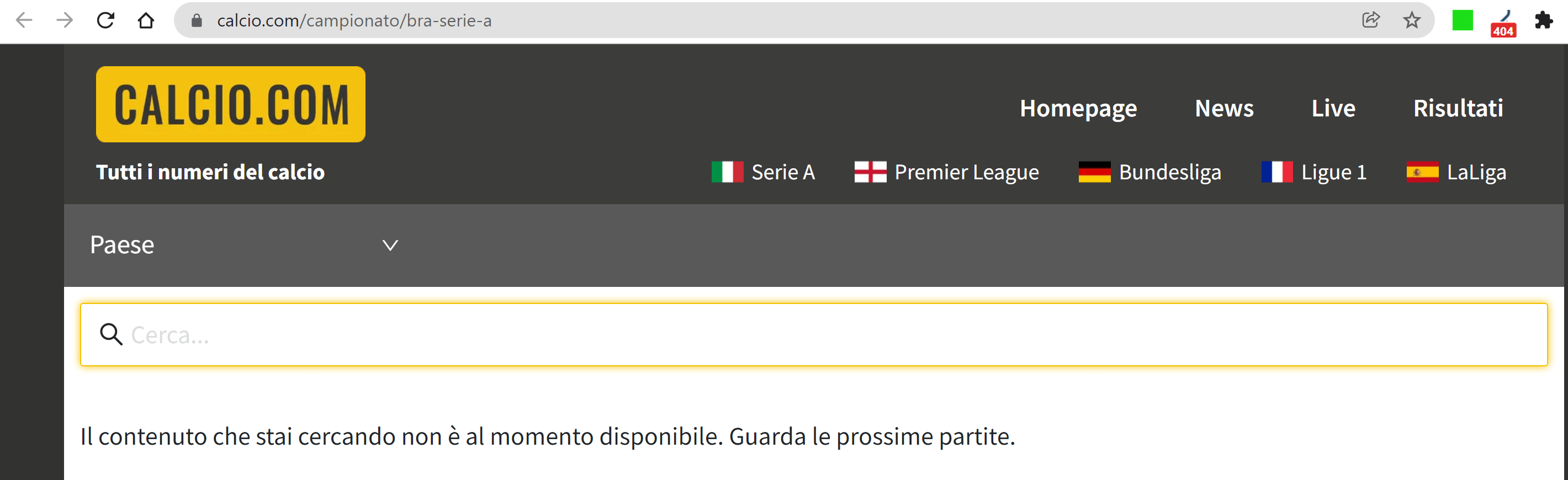 Vecchia pagina di calcio.com per la keyword "serie a brasile"