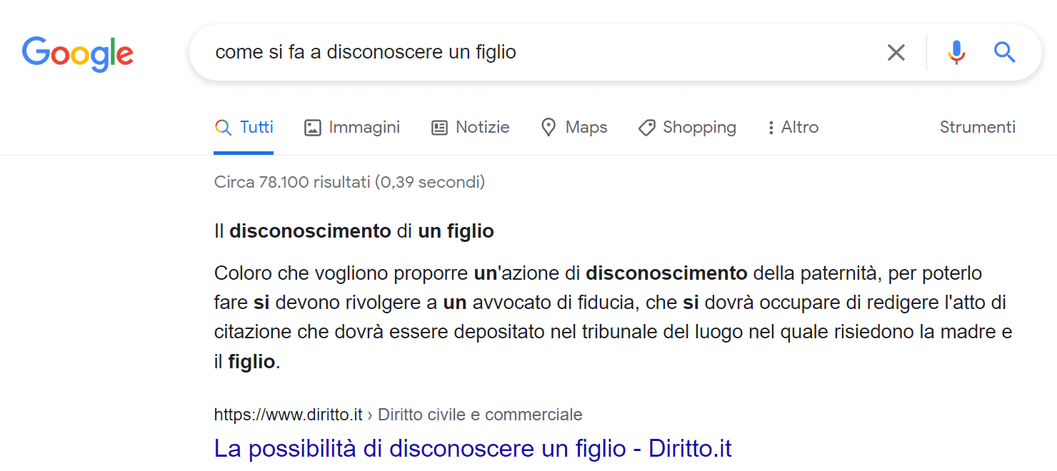 contenuto di diritto.it su "come disconoscere un figlio"