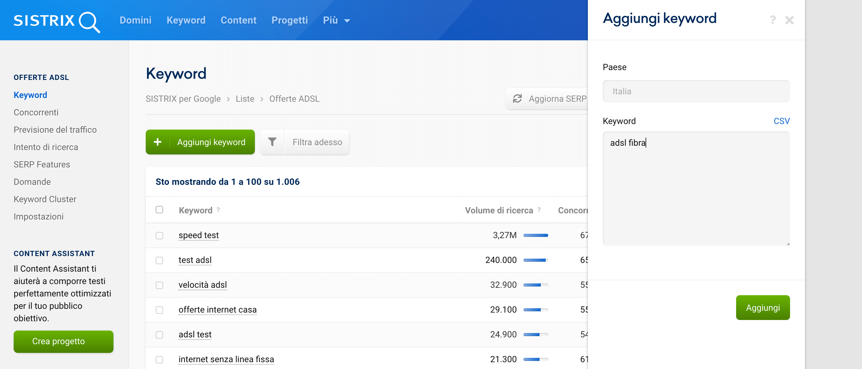 Come aggiungere le keyword manualmente