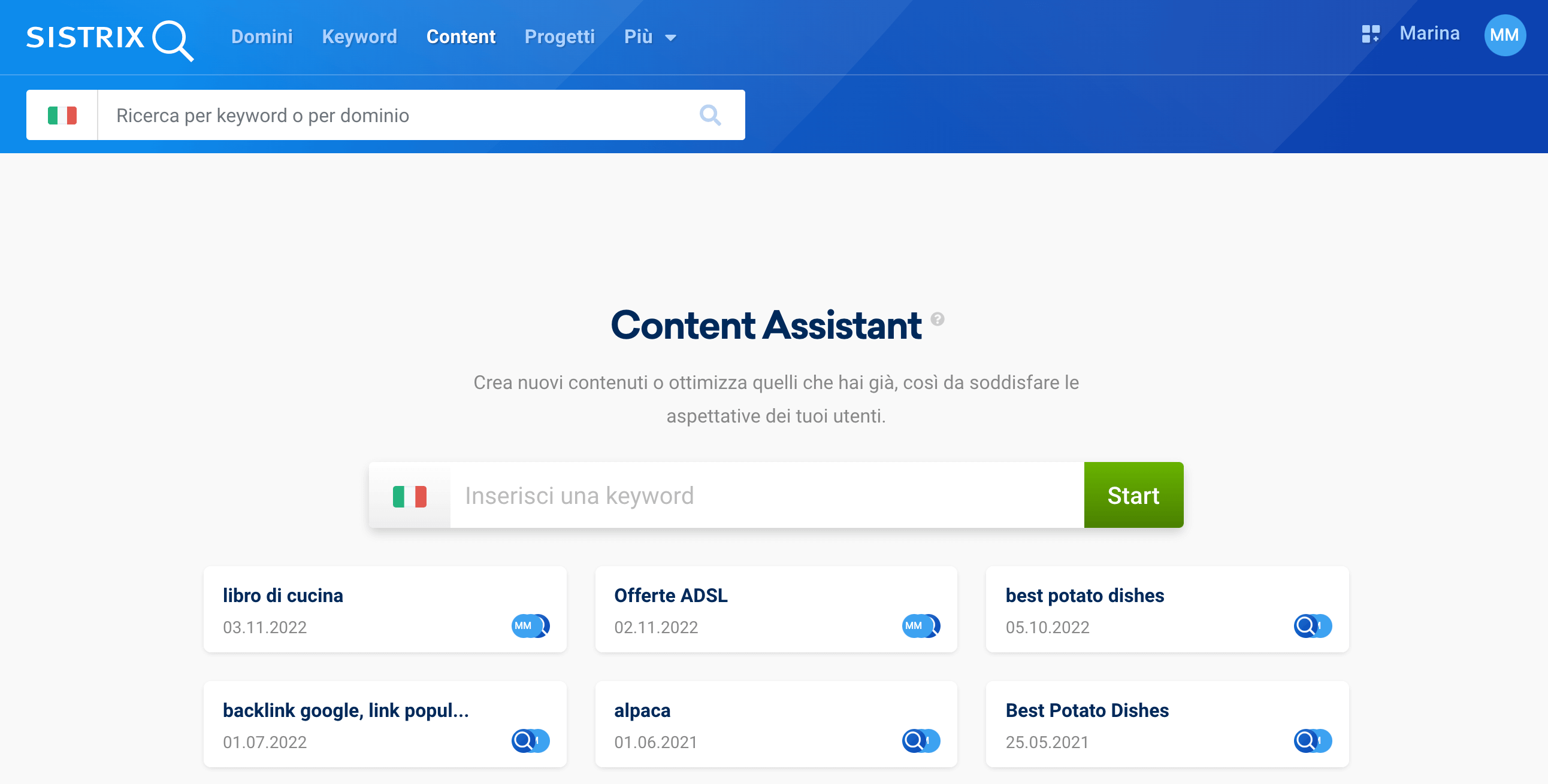 Funzione content assistant nel toolbox