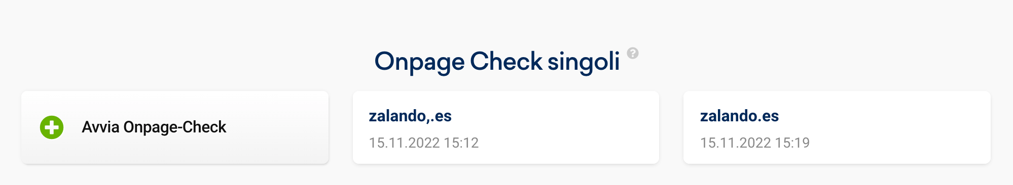 Onpage Check singoli nel Toolbox di SISTRIX