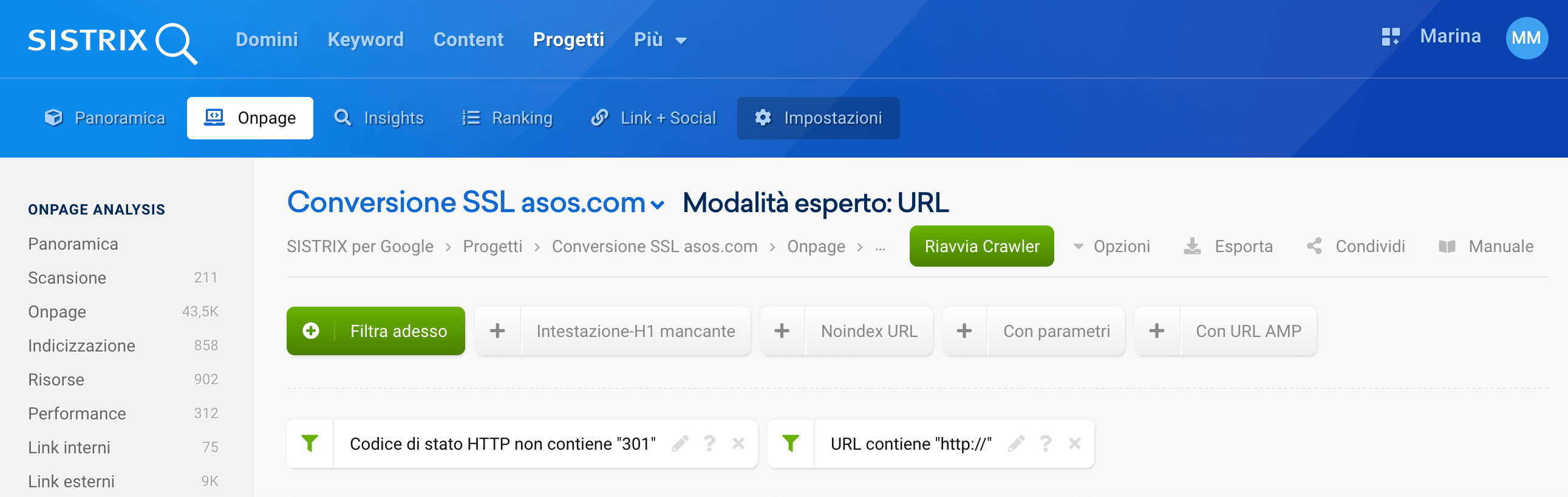 Modalità esperto nell'Optimizer