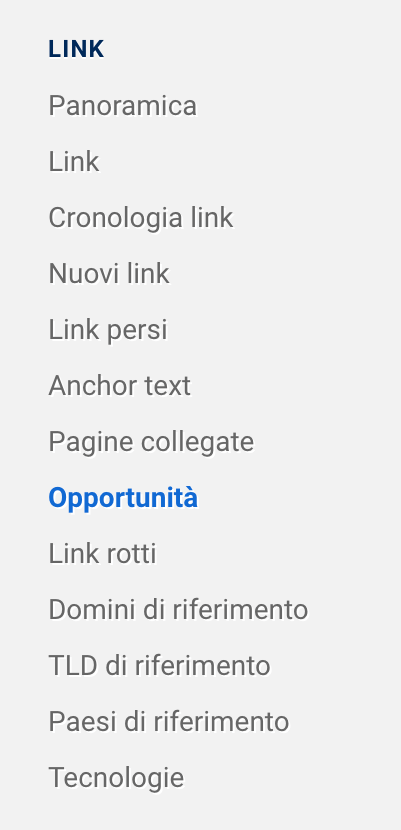 Funzione "Opportunità" nel modulo Link del Toolbox SISTRIX