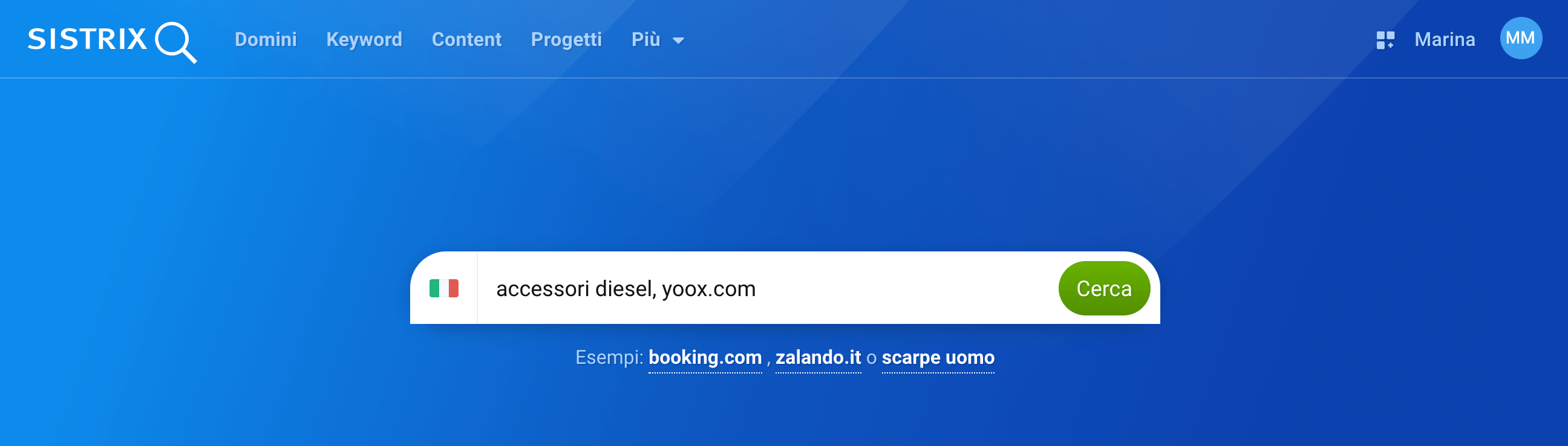 Ricerca keyword e dominio nella barra di ricerca