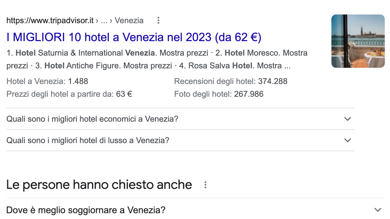 Esempio di rich snippet FAQ nei risultati di ricerca di Google