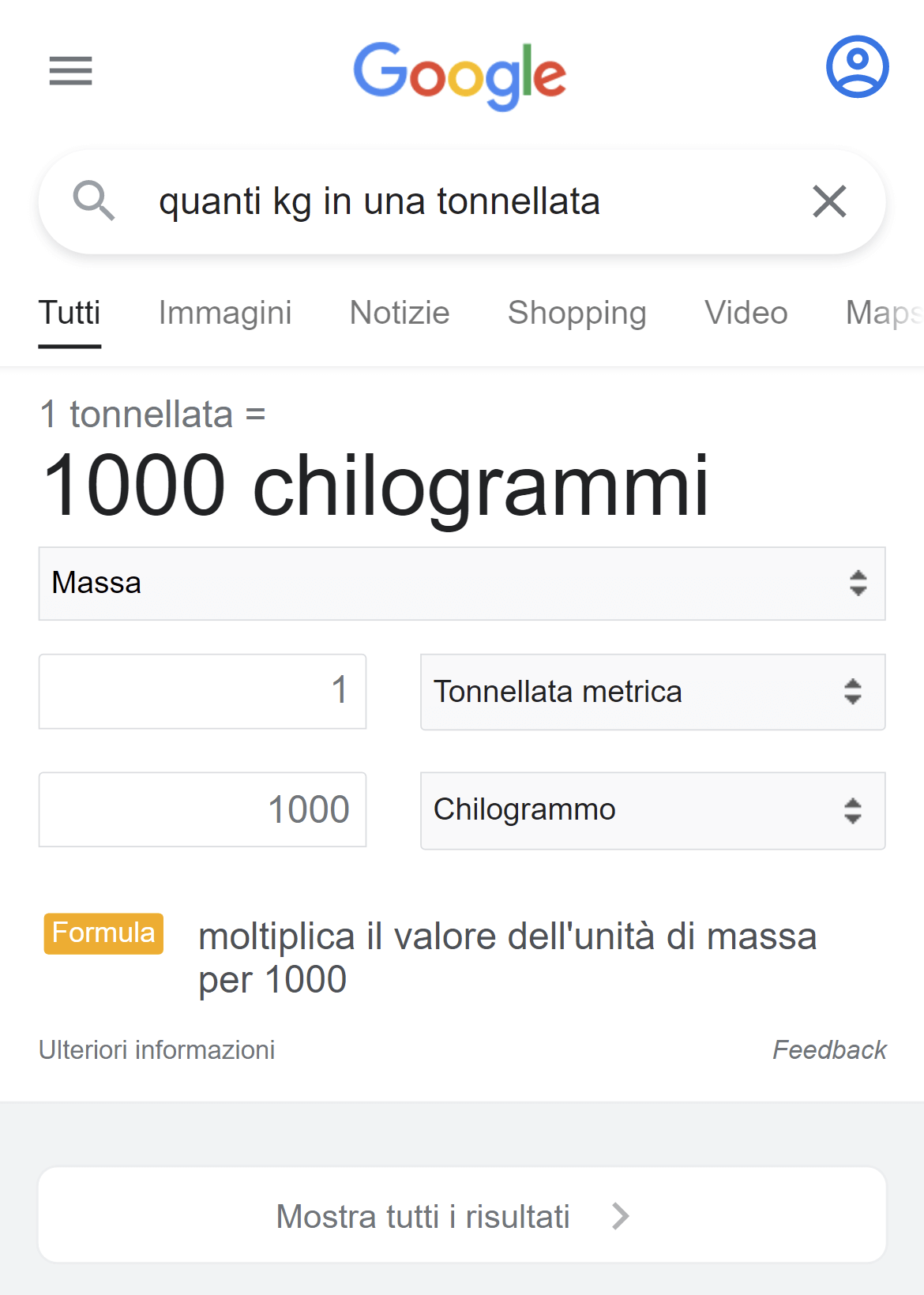 Esempio di risultato risposto nella SERP