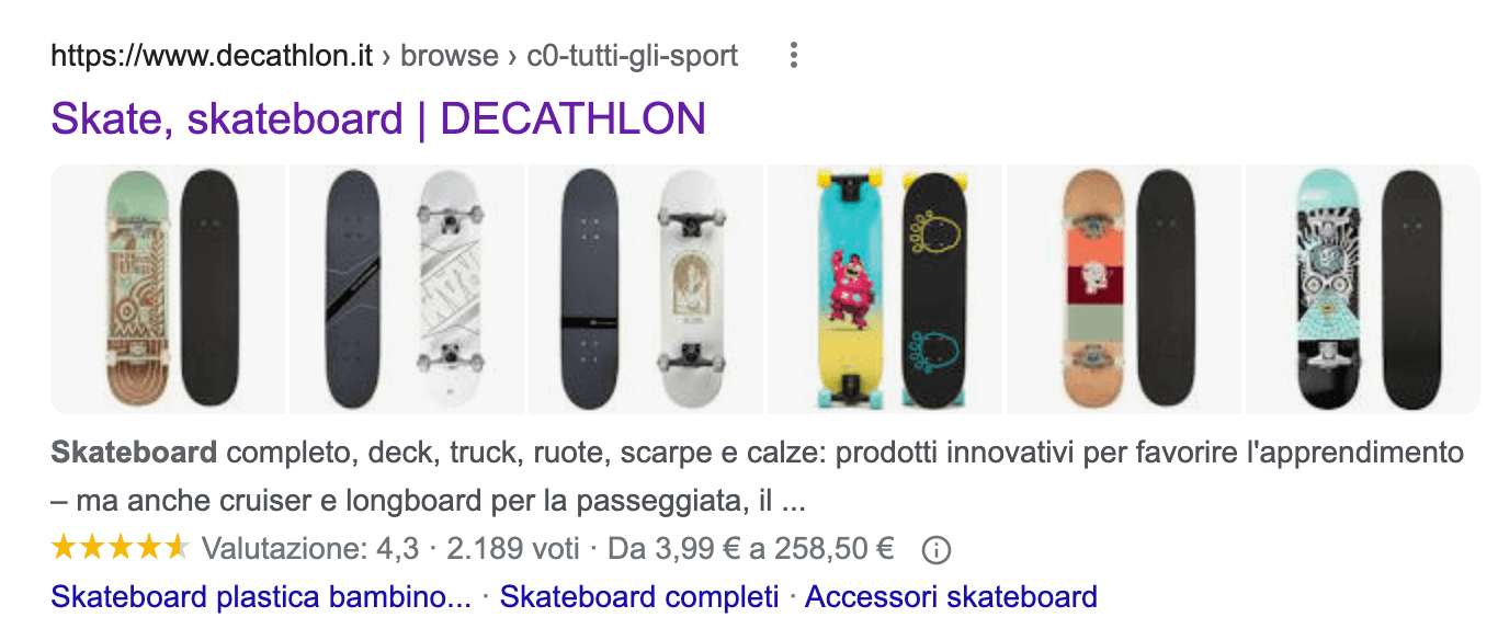 Immagine accanto a risultato di ricerca di decathlon.it