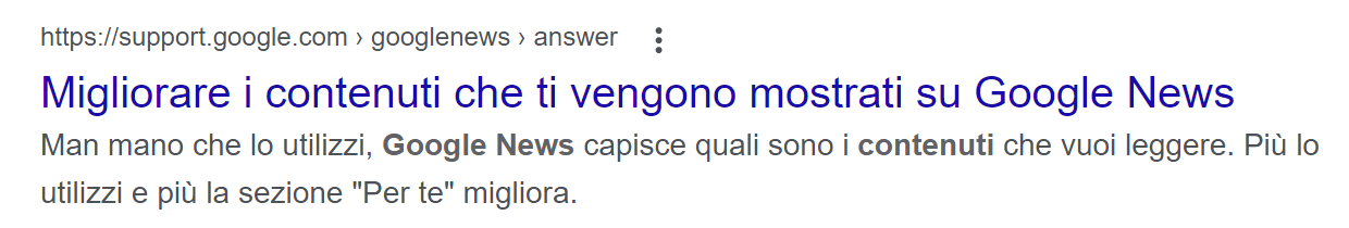 Title ottimizzato di Google Support