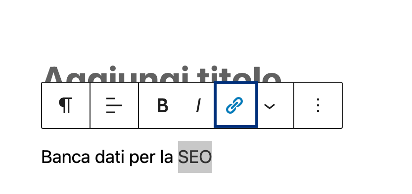 Simbolo per aggiungere link nell'editor WordPress