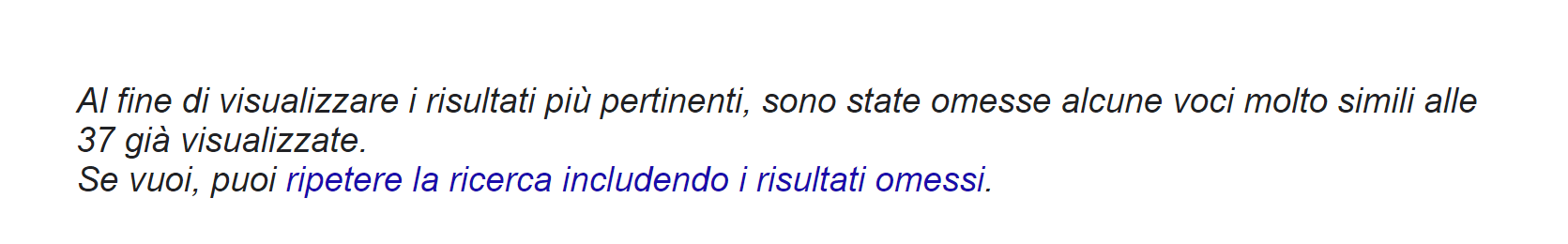 Messaggio di Google nelle pagine dei risultati