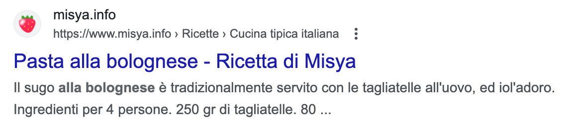 Esempio di risultato di ricerca standard sulla pagina dei risultati di ricerca Google