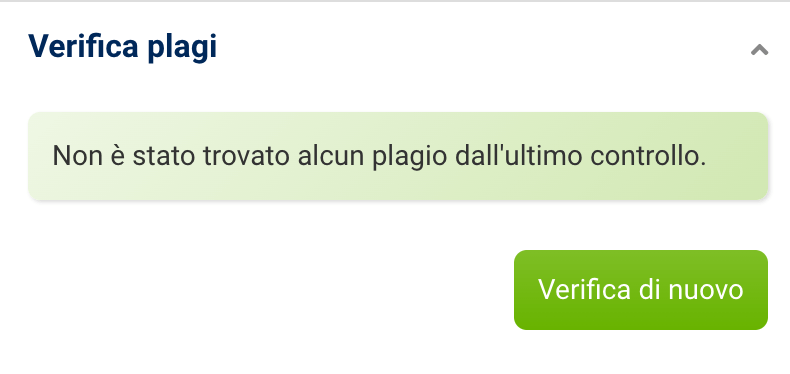 Riquadro verifica plagio nel Content Assistant AI di SISTRIX