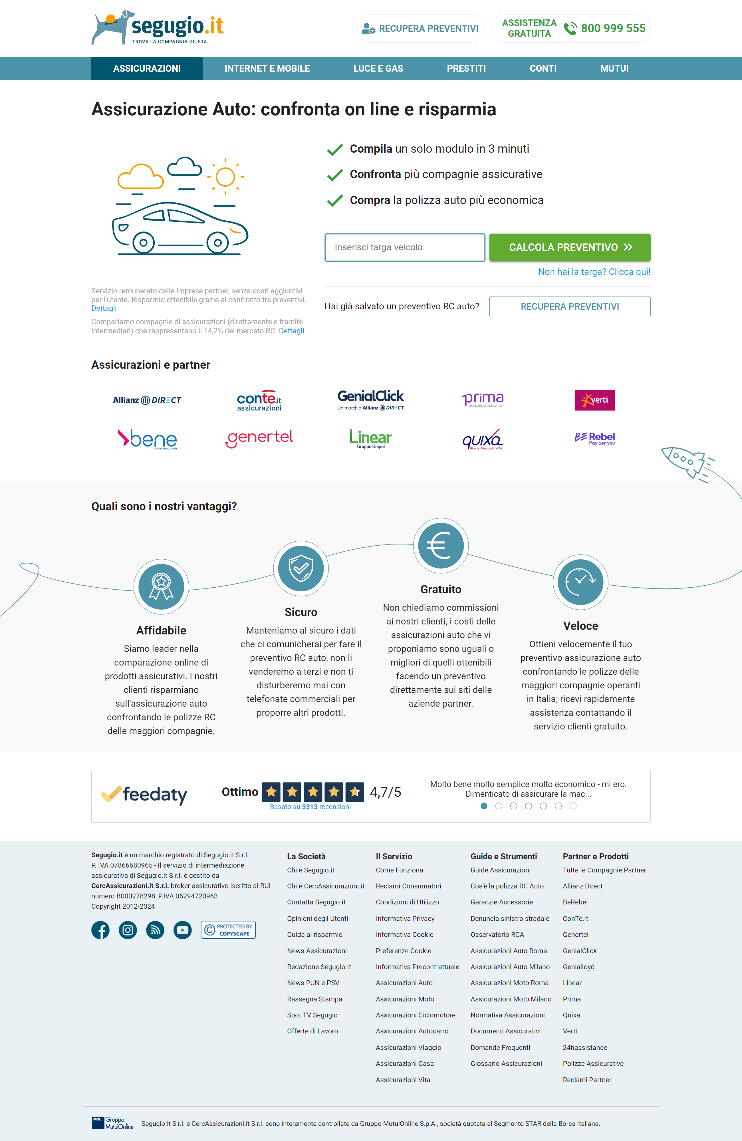 Esempio di una Landing Page di Segugio.it