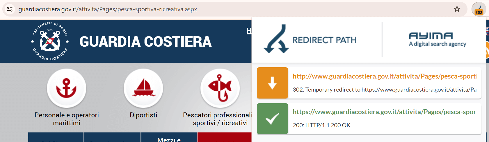 URL reindirizzato alla versione https tramite Redirect 302