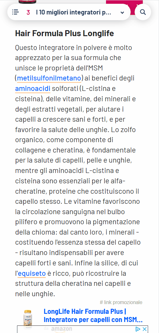 Pagina di my-personaltrainer.it con prodotti sponsorizzati