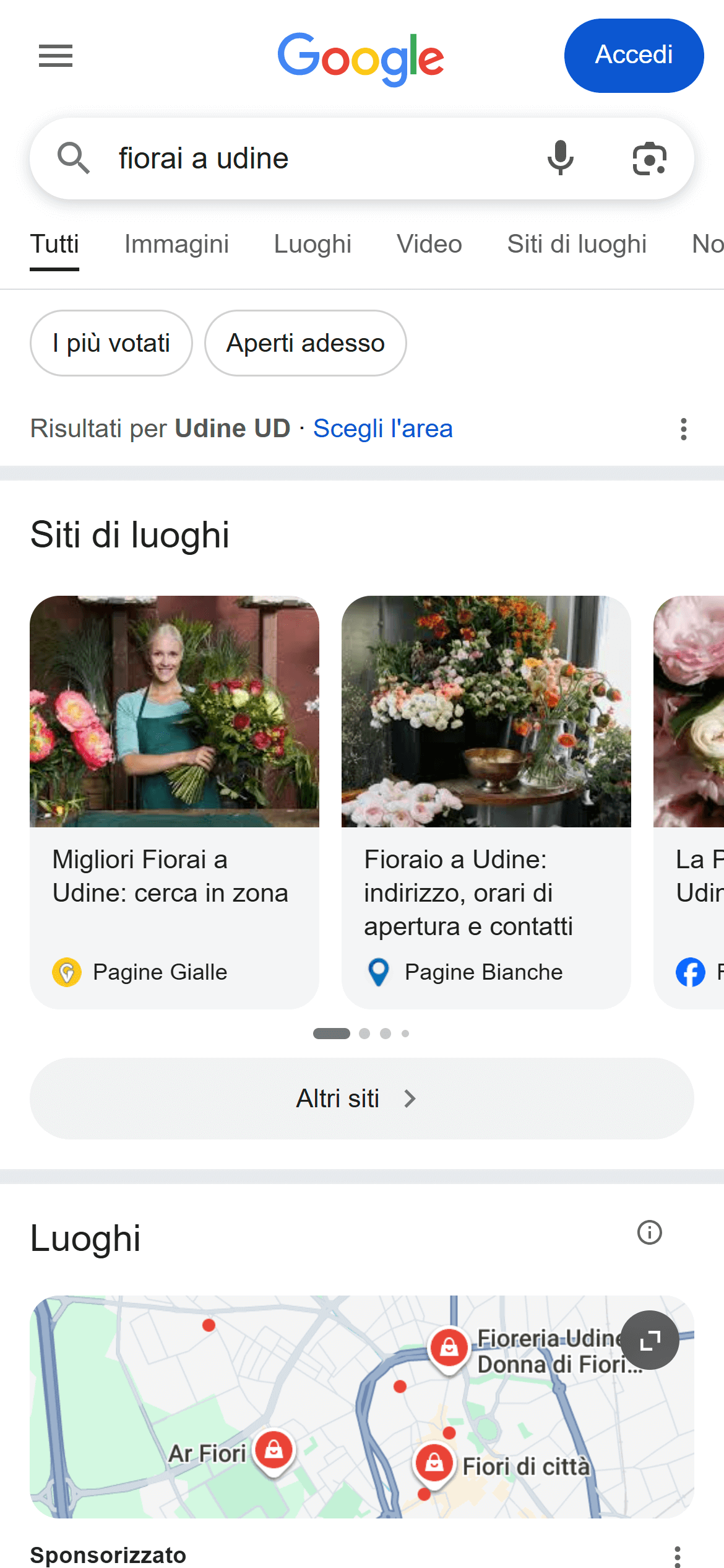 Esempio di ricerca local seo